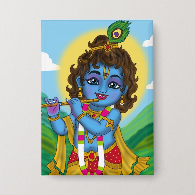 Lord Krishna Knopf Button (Vorderseite)