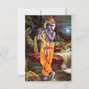 Lord Krishna mit Flute Hindu Gott Dankeskarte