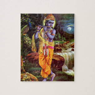Lord Krishna mit Flute Hindu Gott Puzzle