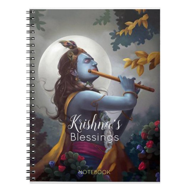 Lord Krishna mit Flute Segen Notizblock (Vorderseite)