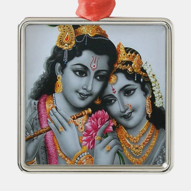 Lord Krishna Ornament Aus Metall (Vorne)