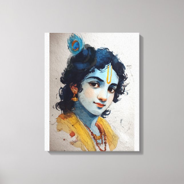 Lord Krishna Portrait Leinwand Wall Art (Vorderseite)