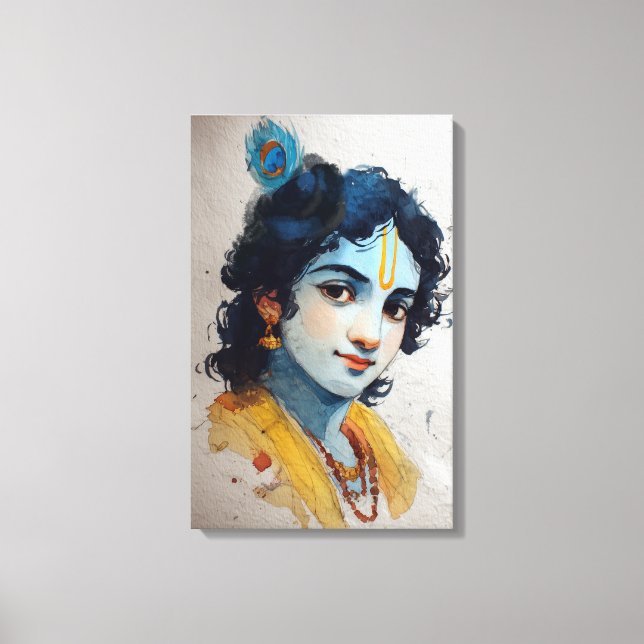 Lord Krishna Portrait Leinwand Wall Art (Vorderseite)