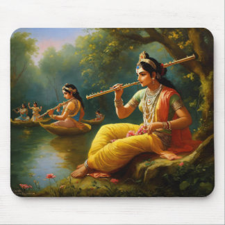 Lord krishna spielt Flöte Mousepad