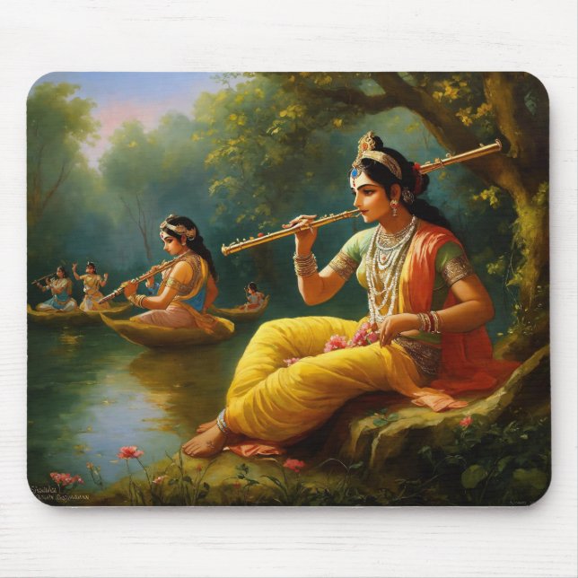 Lord krishna spielt Flöte Mousepad (Vorne)