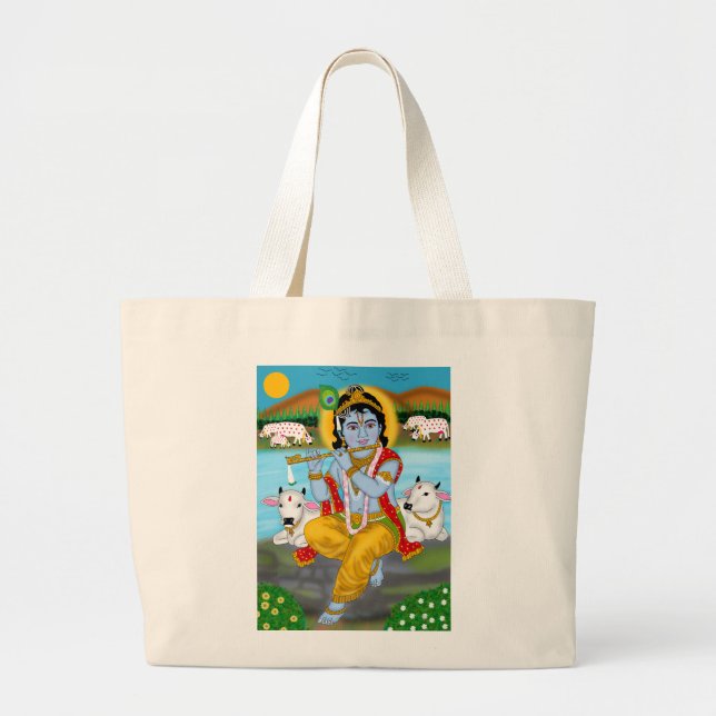 Lord Krishna-Tragetasche Jumbo Stoffbeutel (Vorne)