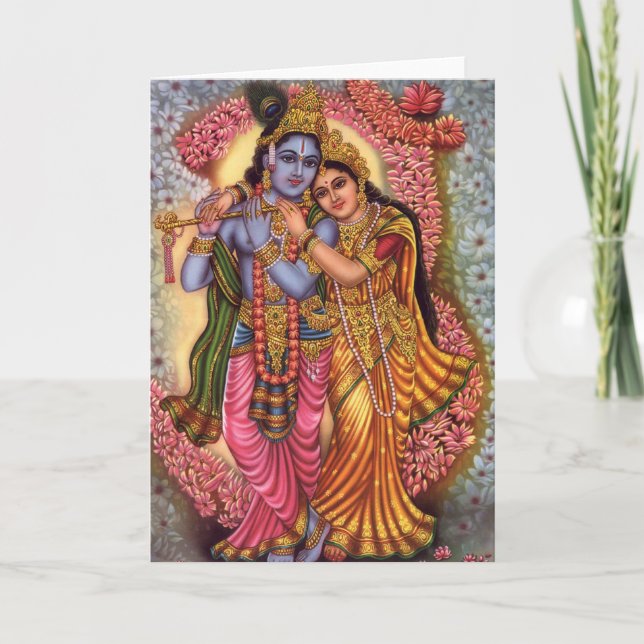 Lord Krishna u. Radha Karte (Vorderseite)