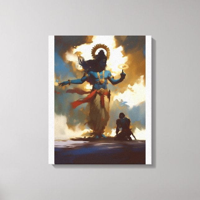 Lord Krishna und Arjuna Leinwand Wall Art (Vorderseite)