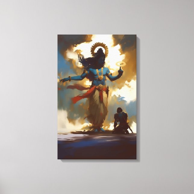Lord Krishna und Arjuna Leinwand Wall Art (Vorderseite)