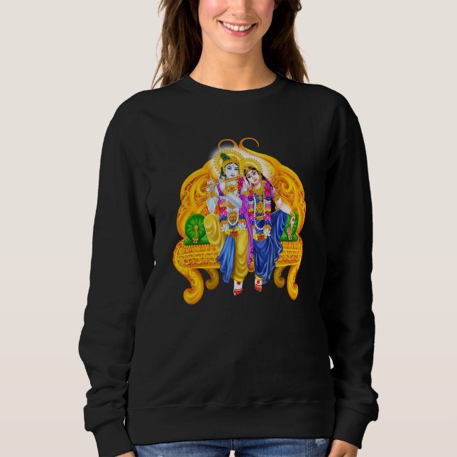Lord Krishna und Devi Radha Hindu Deity Meditation Sweatshirt (Vorderseite)