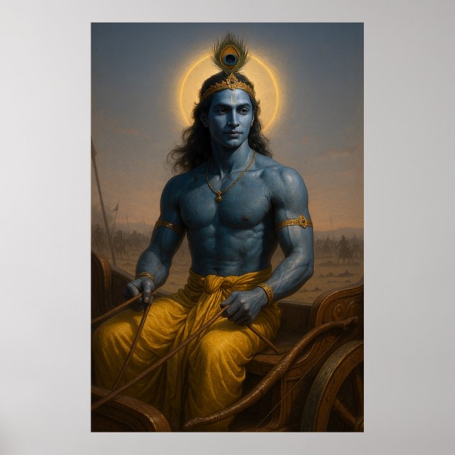 Lord Krishna zu Chariot | Mahabharata Divine Guide Poster (Vorne)