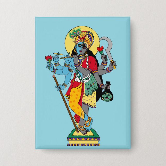 Lord Krishnakali Aufkleber Button (Vorderseite)
