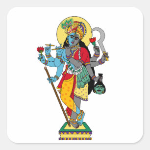 Lord Krishnakali-Aufkleber Quadratischer Aufkleber