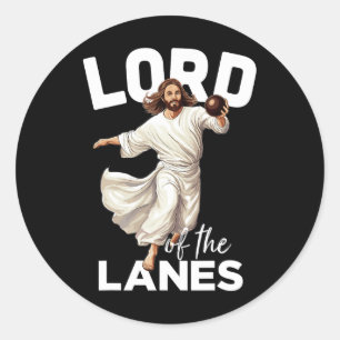 Lord Lanes Funny Christlich Christ Gutter Bowling  Runder Aufkleber