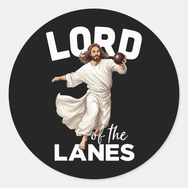 Lord Lanes Funny Christlich Christ Gutter Bowling  Runder Aufkleber (Vorderseite)