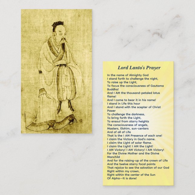 Lord Lanto Chohan of the Second Ray Telefonnummerkarte (Vorne/Hinten)