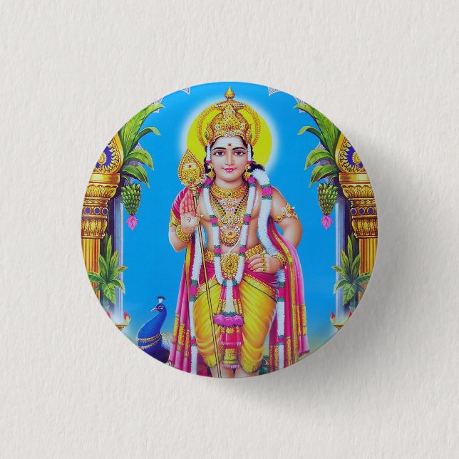 Lord Muruga, hindischer Gott Button (Vorderseite)