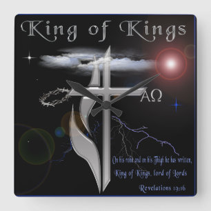 Lord of Lords King of Kings Quadratische Wanduhr