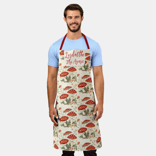 Lord of the Fly Agaric Floral Red Mushrooms Schürze (Getragen)