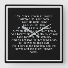 Lord Prayer Quadratische Wanduhr
