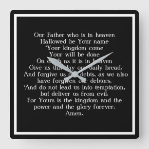 Lord Prayer Quadratische Wanduhr