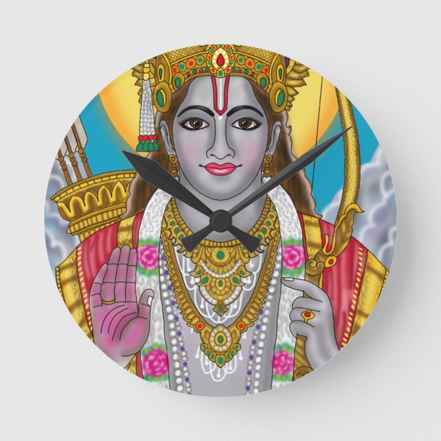 Lord Rama Clock Runde Wanduhr (Vorderseite)