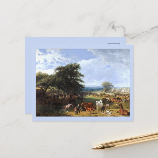 Lord Rivers's Stud Farm by JL Agasse Fine Art Postkarte (Vorderseite/Rückseite Beispiel)