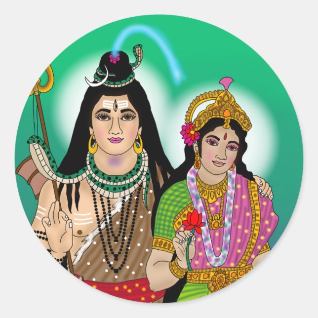 Lord Shiv Parvati Aufkleber (Vorderseite)
