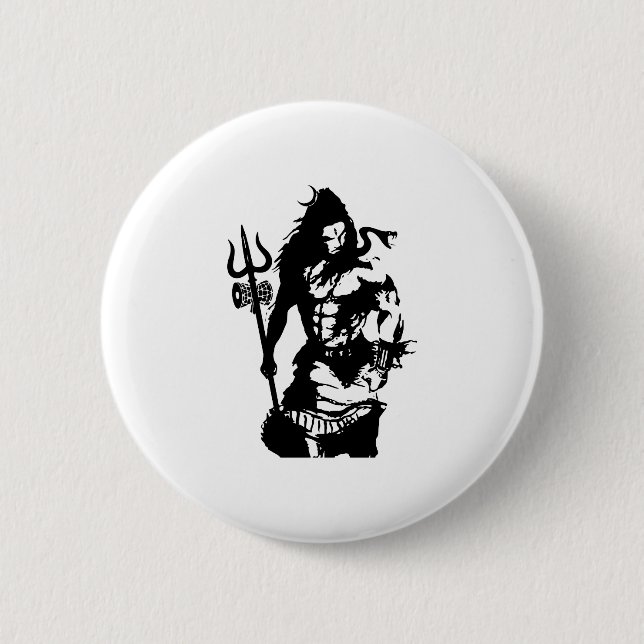 Lord Shiva Art Angry Trishul Button (Vorderseite)