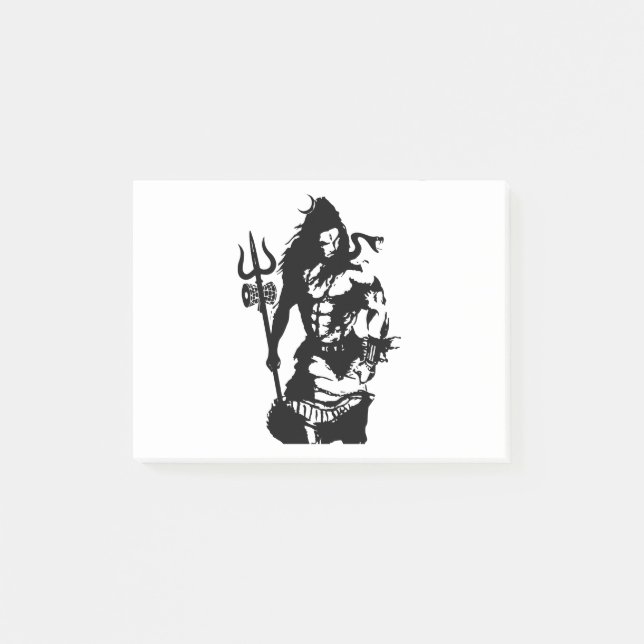 Lord Shiva Art Angry Trishul Post-it Klebezettel (Vorderseite)