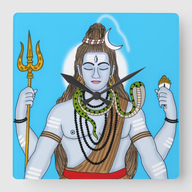 Lord Shiva Clock Quadratische Wanduhr (Vorderseite)