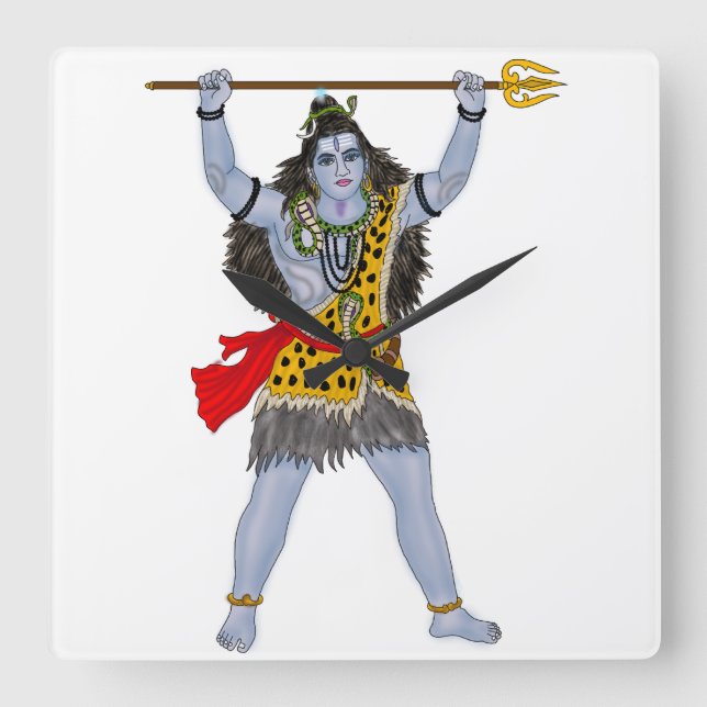 Lord Shiva Clock Quadratische Wanduhr (Vorderseite)