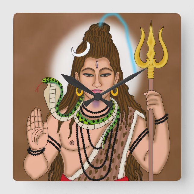 Lord Shiva Clock Quadratische Wanduhr (Vorderseite)