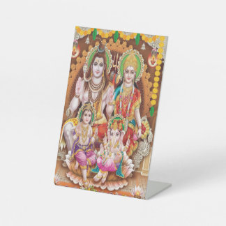 Lord Shiva Family Foto Print Sockelschild