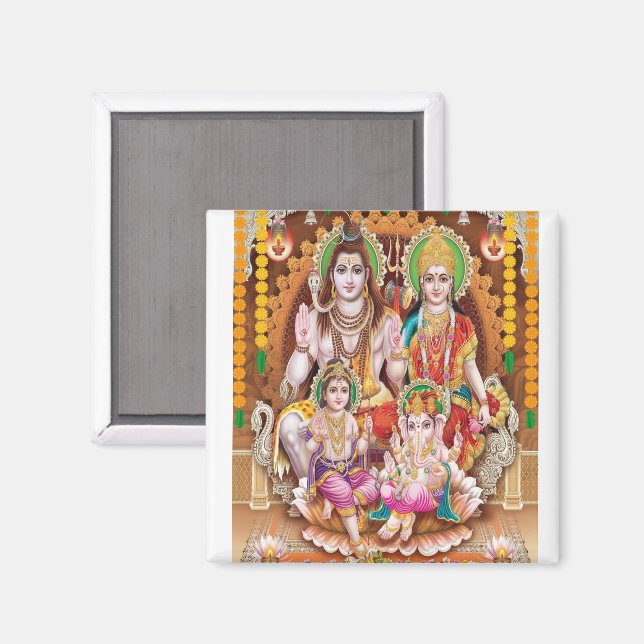 Lord Shiva Family Magnet (Vorderseite/Rückseite)