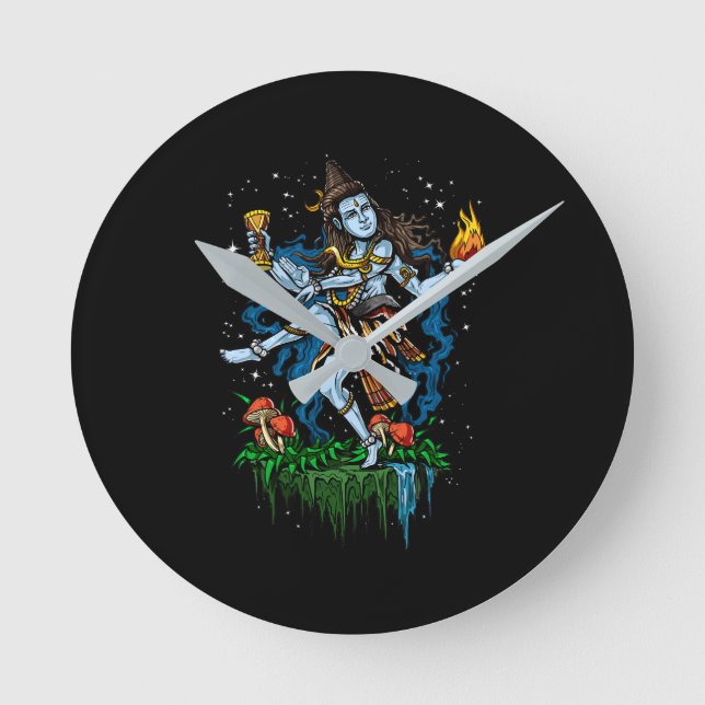 Lord Shiva Nataraja Dancing Hindu Gott Runde Wanduhr (Vorderseite)