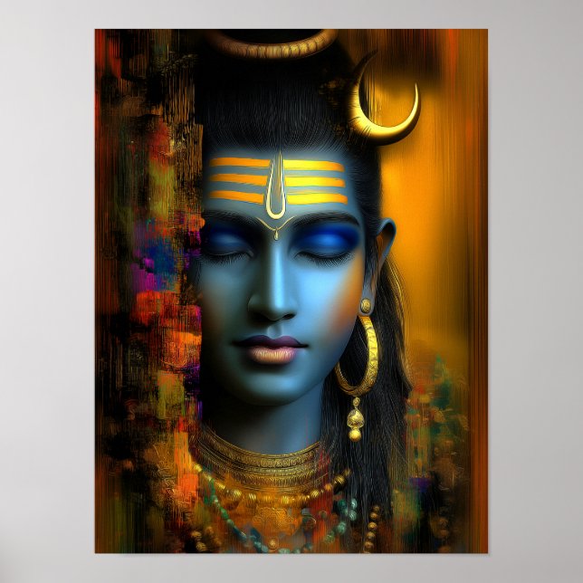 Lord Shiva Print: Moderne Abstrakte Visionskunst Poster (Vorne)