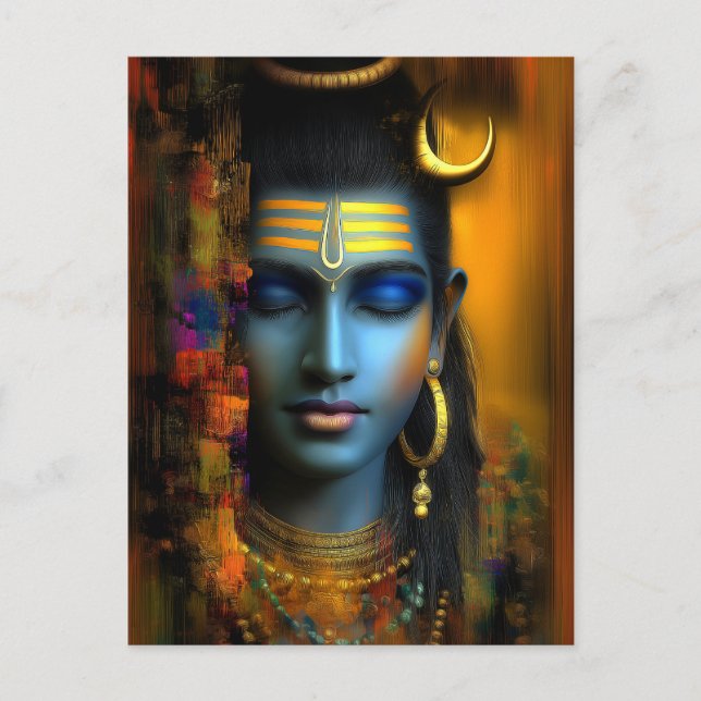 Lord Shiva Print: Moderne Abstrakte Visionskunst Postkarte (Vorderseite)