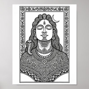 Lord Shiva traditionelle indische Mehendi und Mand Poster