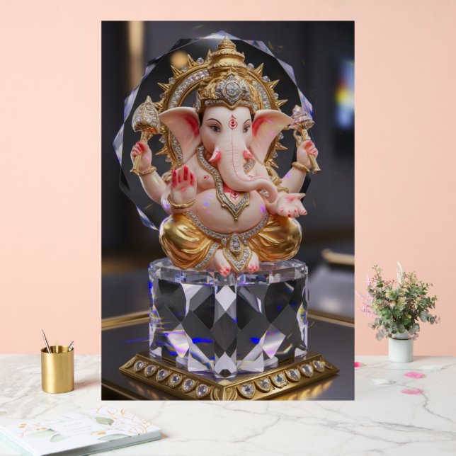 Lord Shree Ganesha Crystal & Diamond Skulptur Acrylschild (Hochzeit)