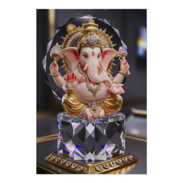 Lord Shree Ganesha Crystal & Diamond Skulptur Poster (Vorderseite)