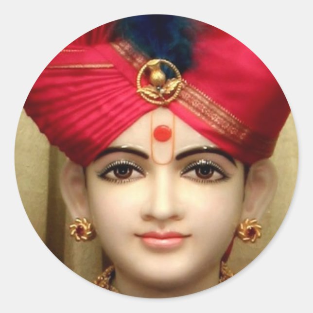 Lord Swaminarayan Runder Aufkleber (Vorderseite)