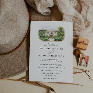 Lord Thompson Manor Aquarell Hochzeitseinladung Einladung