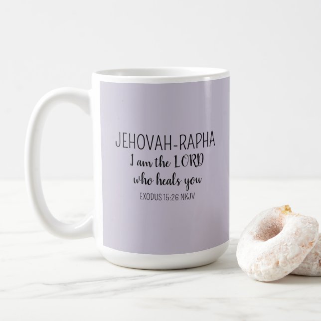 Lord Who Heals Light Purple Simple Christian Kaffeetasse (Mit Donut)