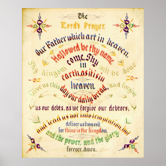 Lord's Prayer Calligrafy 1889 Poster (Vorne)