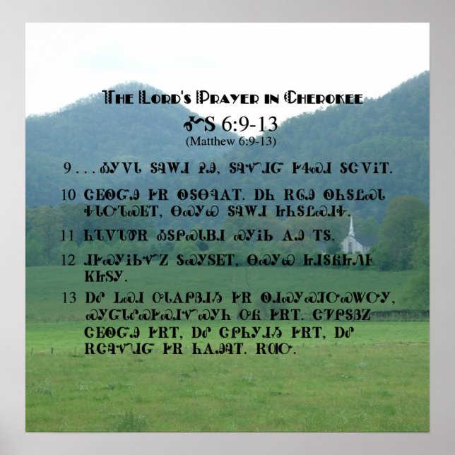 Lord's Prayer in Cherokee Characters Poster (Vorne)