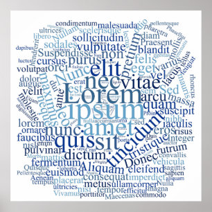 Lorem Ipsum Word Cloud - Blue Version Poster