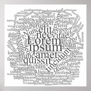 Lorem Ipsum Word Cloud - Graue Version Poster