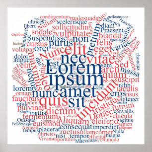Lorem Ipsum Word Cloud - Red-Blue Version Poster