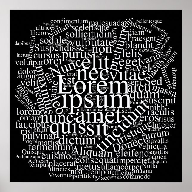 Lorem Ipsum Word Cloud - White Version Poster (Vorne)